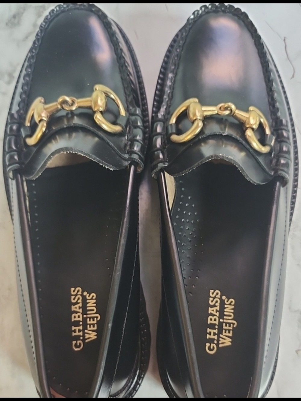 G.H Bass Women's Black Leather Horsebit Loafers